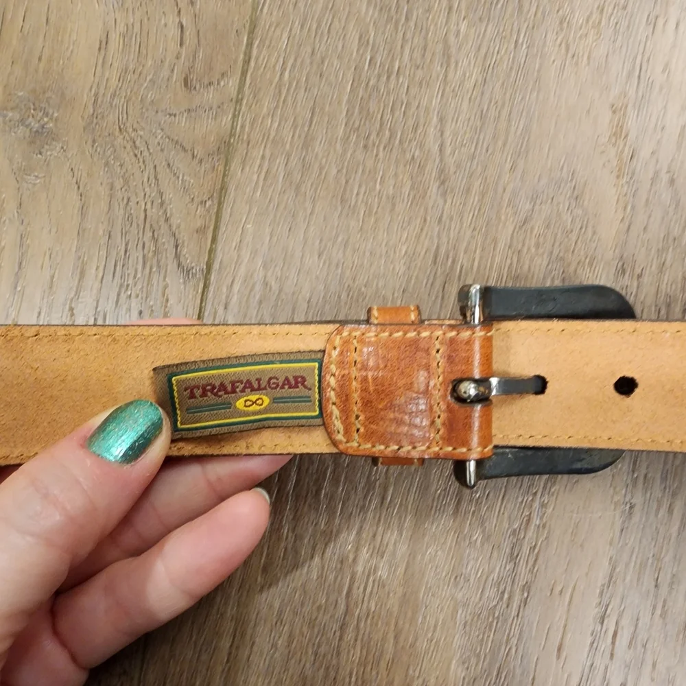 Trafalgar Textured Leather Belt Brown Made in USA Classic Men's size 30